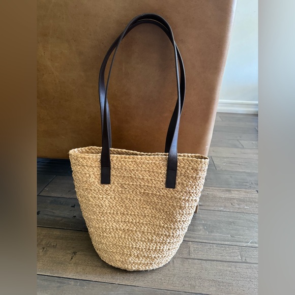 Yves Saint Laurent Panier Small Natural Straw Tote- Authentic - Picture 2 of 9